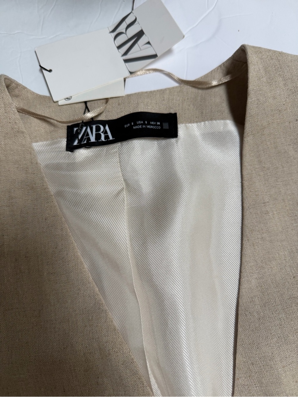 Zara Beige Buttoned Vest Women’s Size Small Linen Blend - Picture 11 of 16